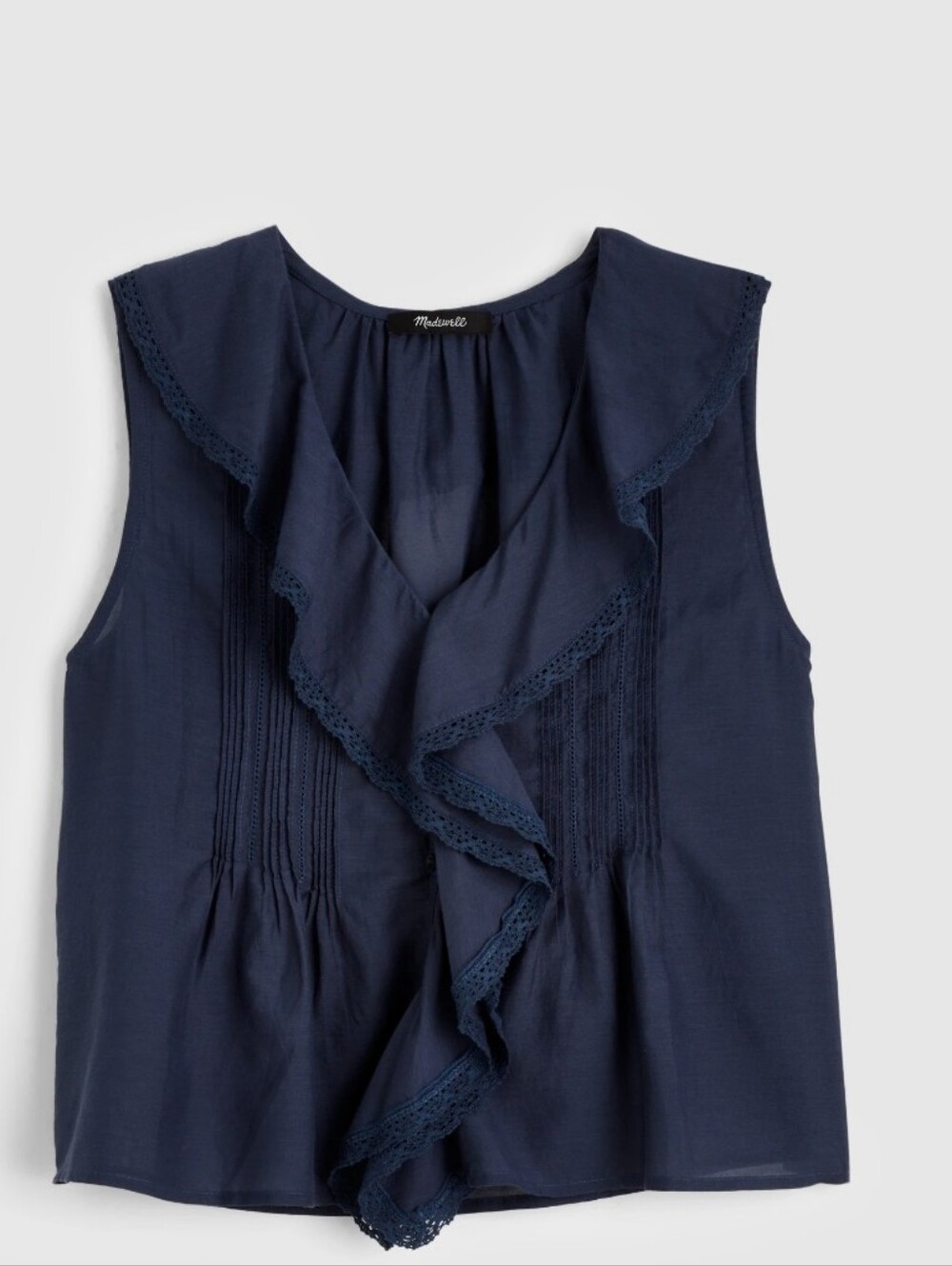 Madewell Navy Ruffle Sleeveless Blouse Size XS New